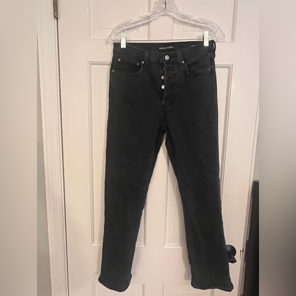 Denim Forum Arlo High Rise Straight Leg 28L Black Size 27 - Picture 2 of 5
